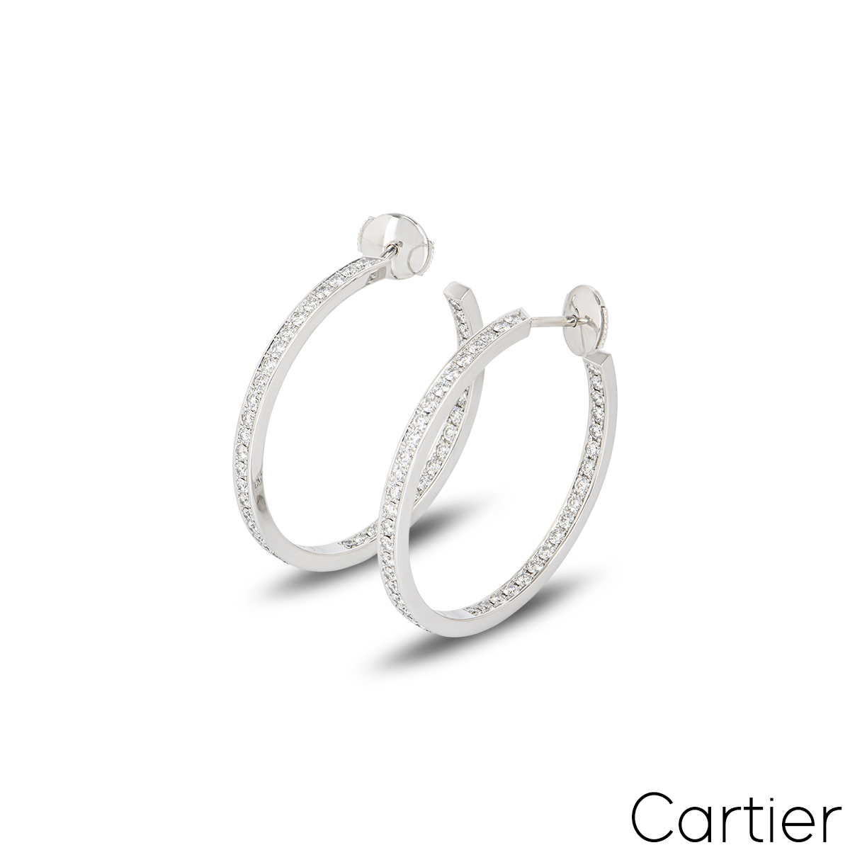 Cartier White Gold Diamond Hoop Earrings